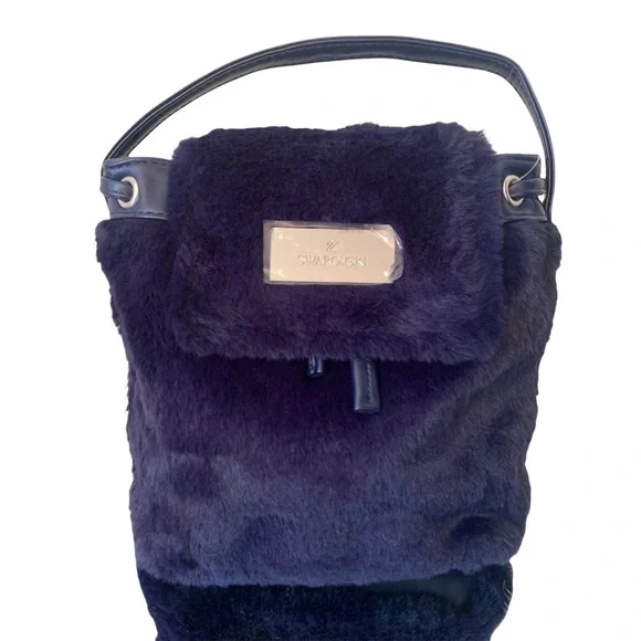 Blue Swarovski Purses Swarovski Bags Swarovski Blue Fur Backpack